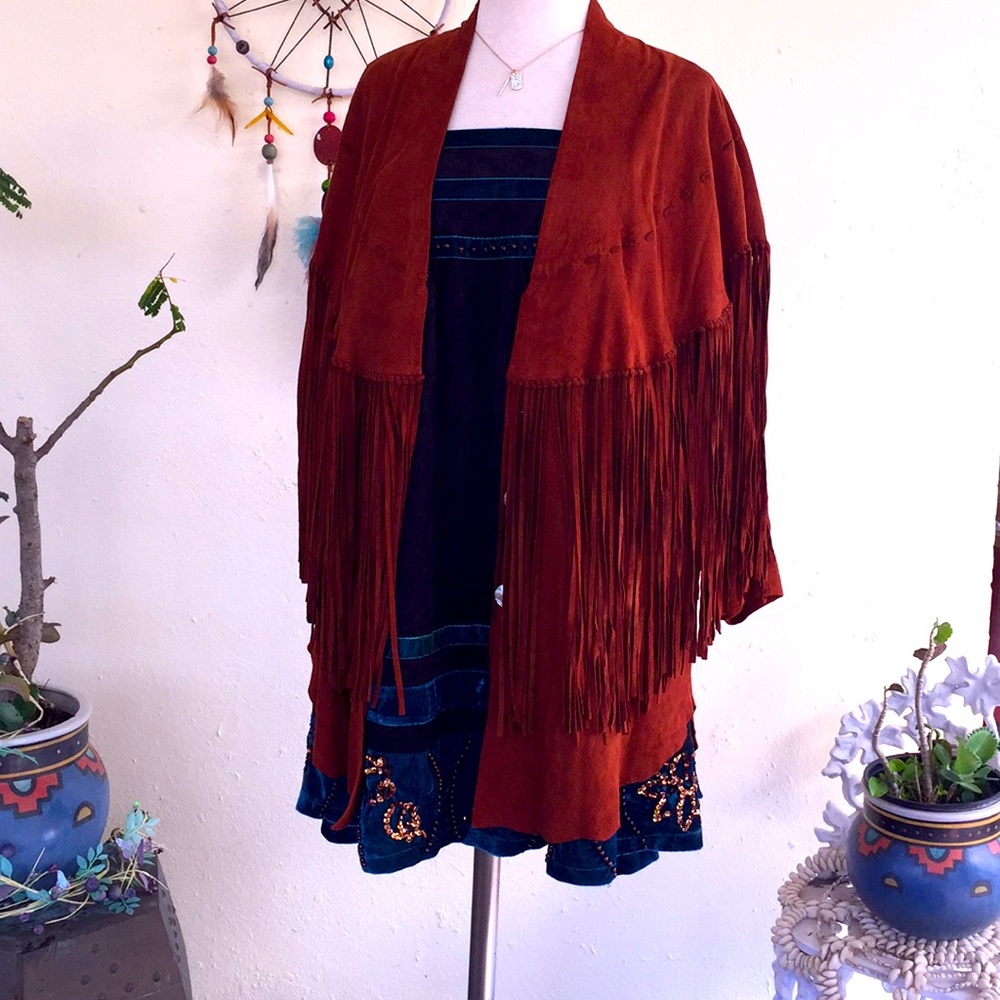 Suede Fringe Jacket - Picture 1 of 8